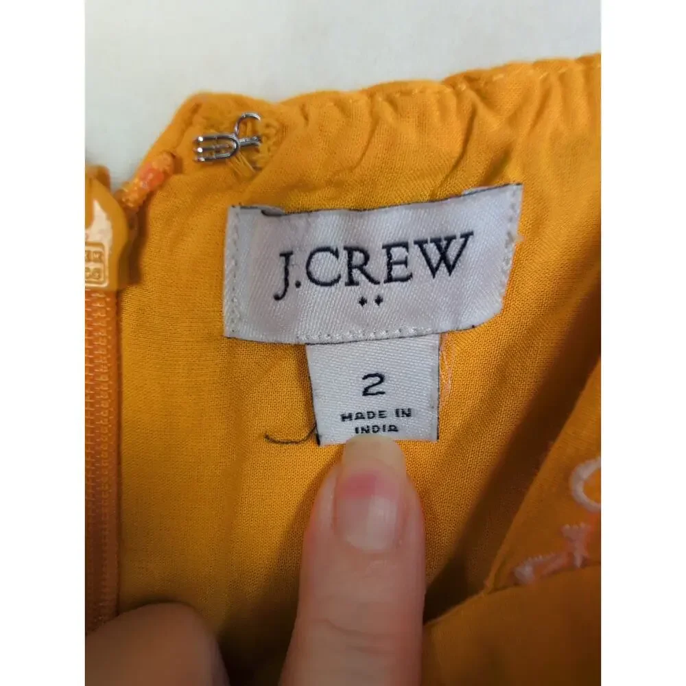 J.crew yellow tiered eyelet lace embroidered midi dress Sz 2 Boho Retro Cottage